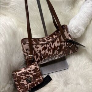 NWOT Madden Girl CowPrint Bag and Wallet Set